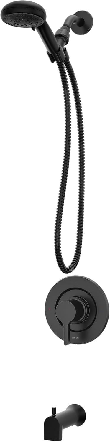 Moen 82775BL Beric Matte Black Tub Shower Faucet 5-Spray Posi-Temp Trim New